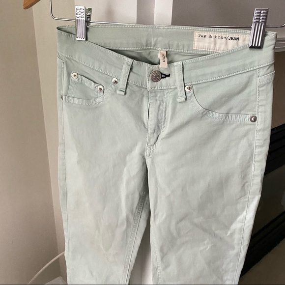 RAG & BONE Mint Green Low Rise Denim Leggings - Picture 3 of 9